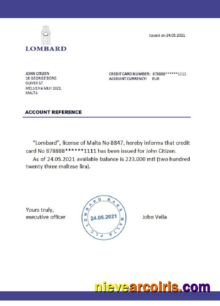 Malta Lombard Bank reference